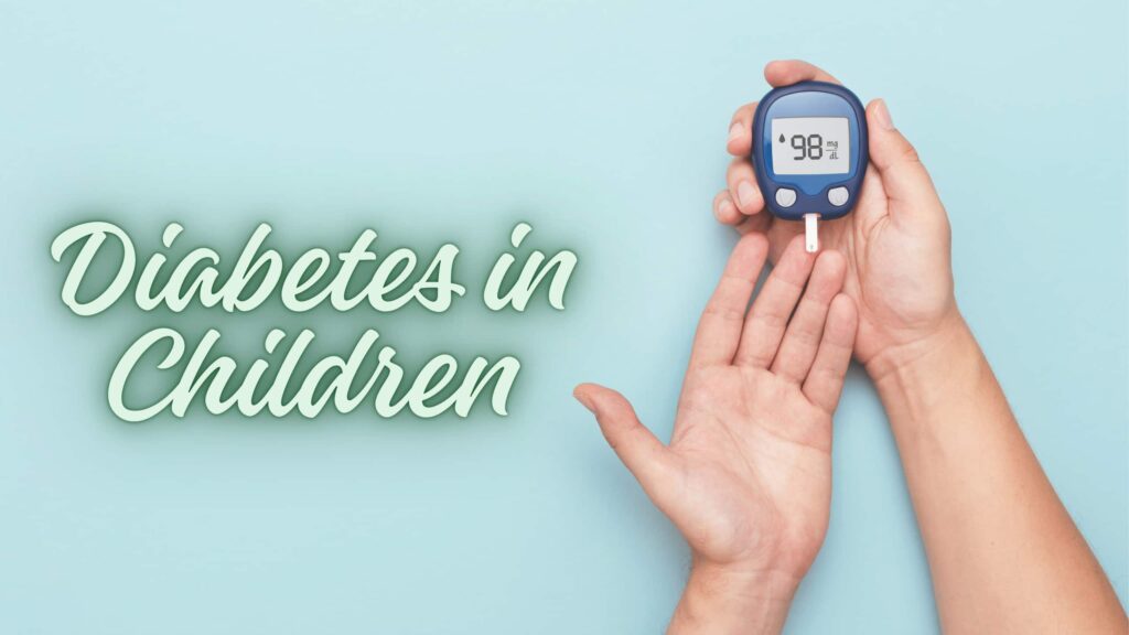 Doctor checking blood sugar for a child diabetes test.
