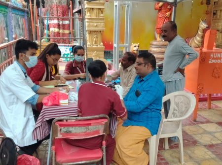 Healthcare team at diabetes health camp organized by hospital in Telangana